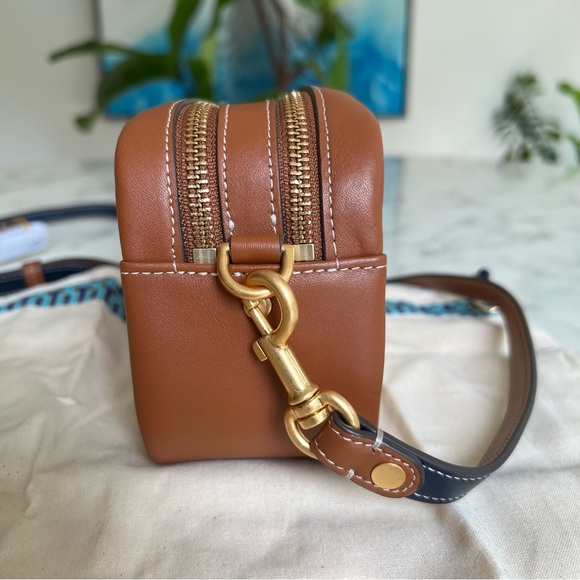 NWOT Tory Burch Perry Bombe Canvas Colorblock Mini Bag Multi Striped Leather - Picture 4 of 12